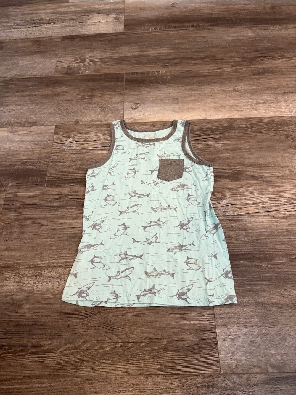 Place Sports Kids Mint Shark-Print Tank Top with Gray Trim